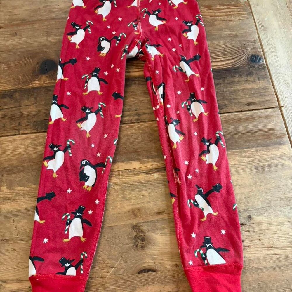 Hanna Andersson Holiday Penguin Pajama Pants Size 6-7 Organic Cotton PJ Bottoms
